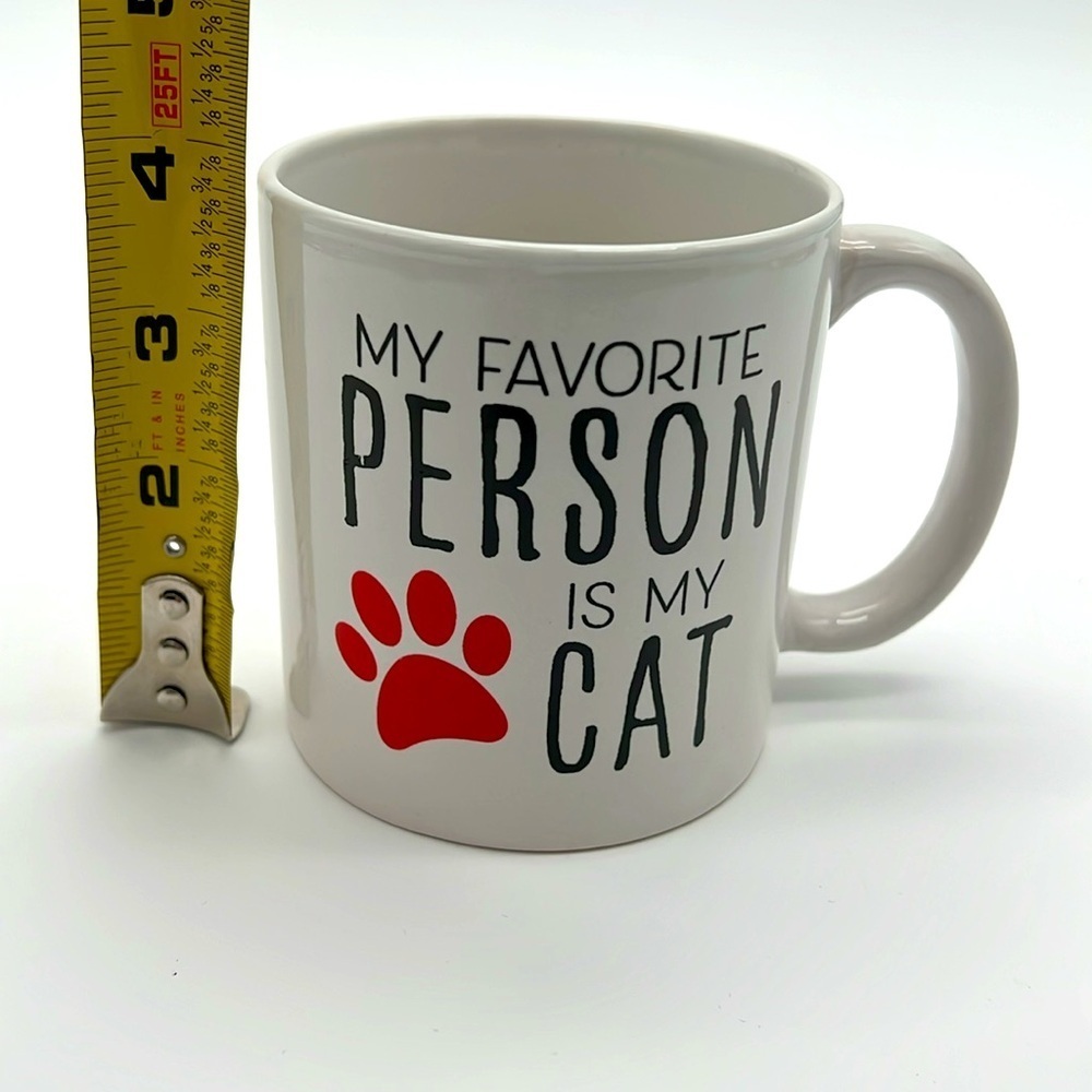 “My Favorite Person is my Cat” White Mug with Red Paw Print - Royal Norfolk - Picture 7 of 9